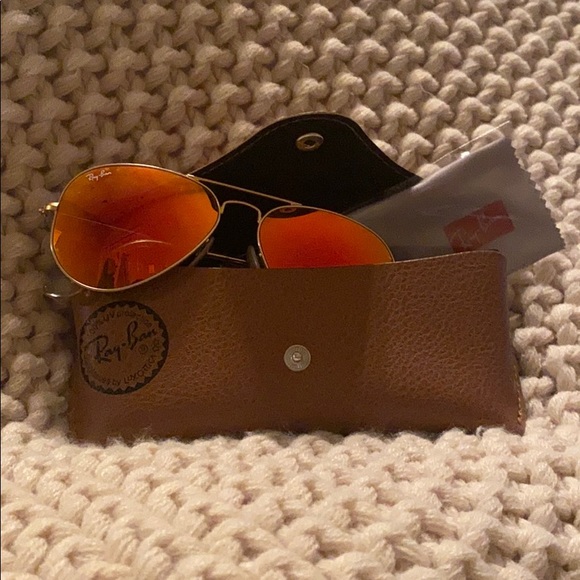 RayBan Aviator Sunglasses - Orange Flash Lens 55mm main image 4